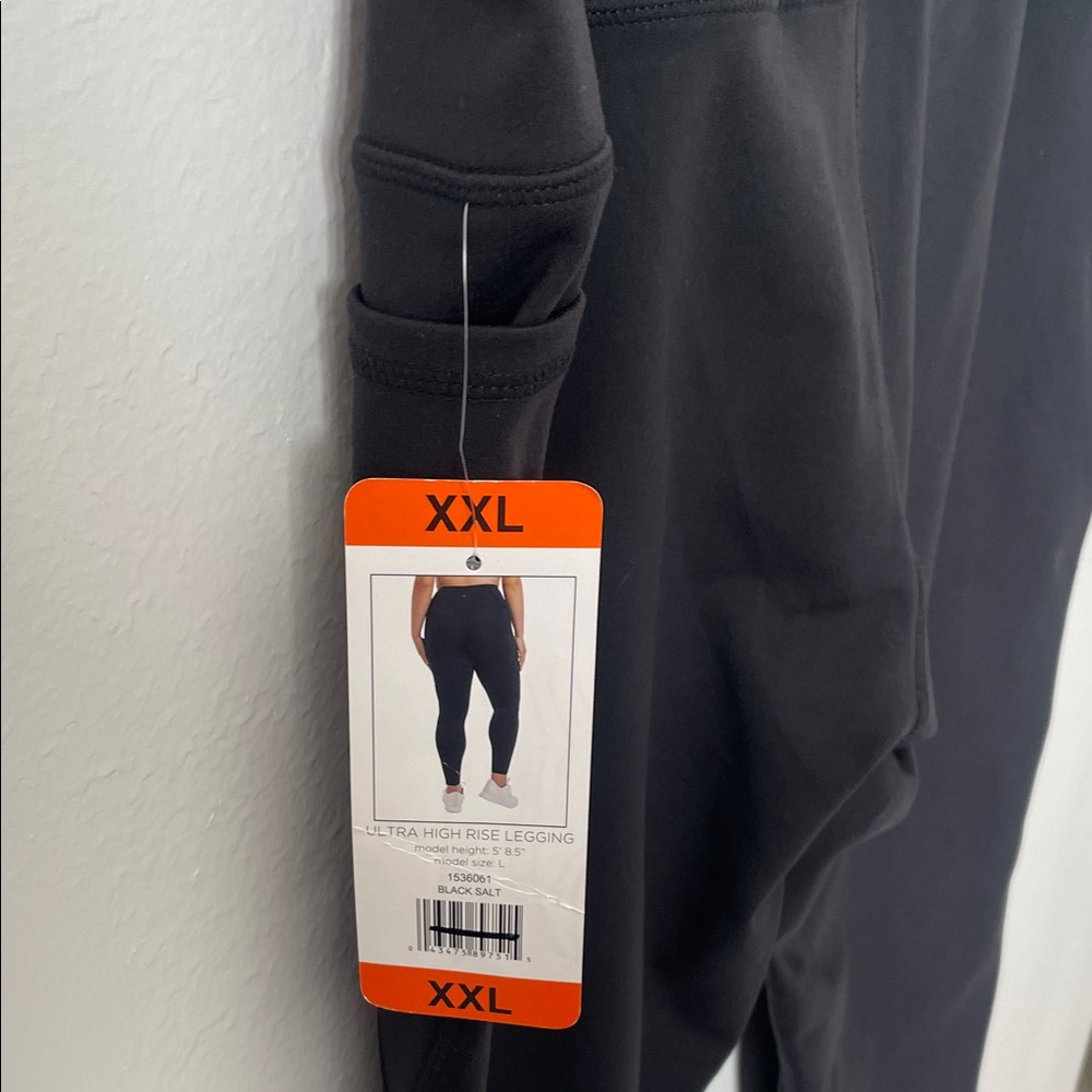 Danskin Women's Ultra High Legging Tight with Pockets XXL. Black Salt / Z7 - Picture 5 of 8